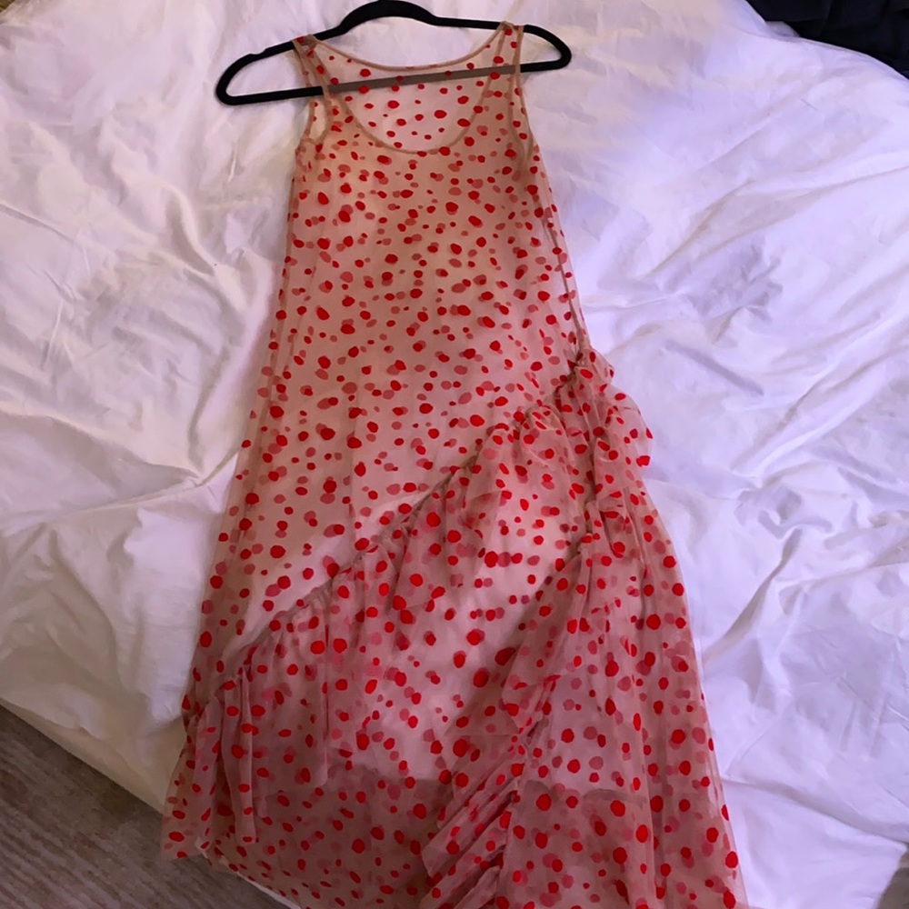 Sheer nude & red dress